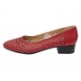 Pantofi dama rosii din piele naturala cu perforatii si toc mic Rosalia CLP03R